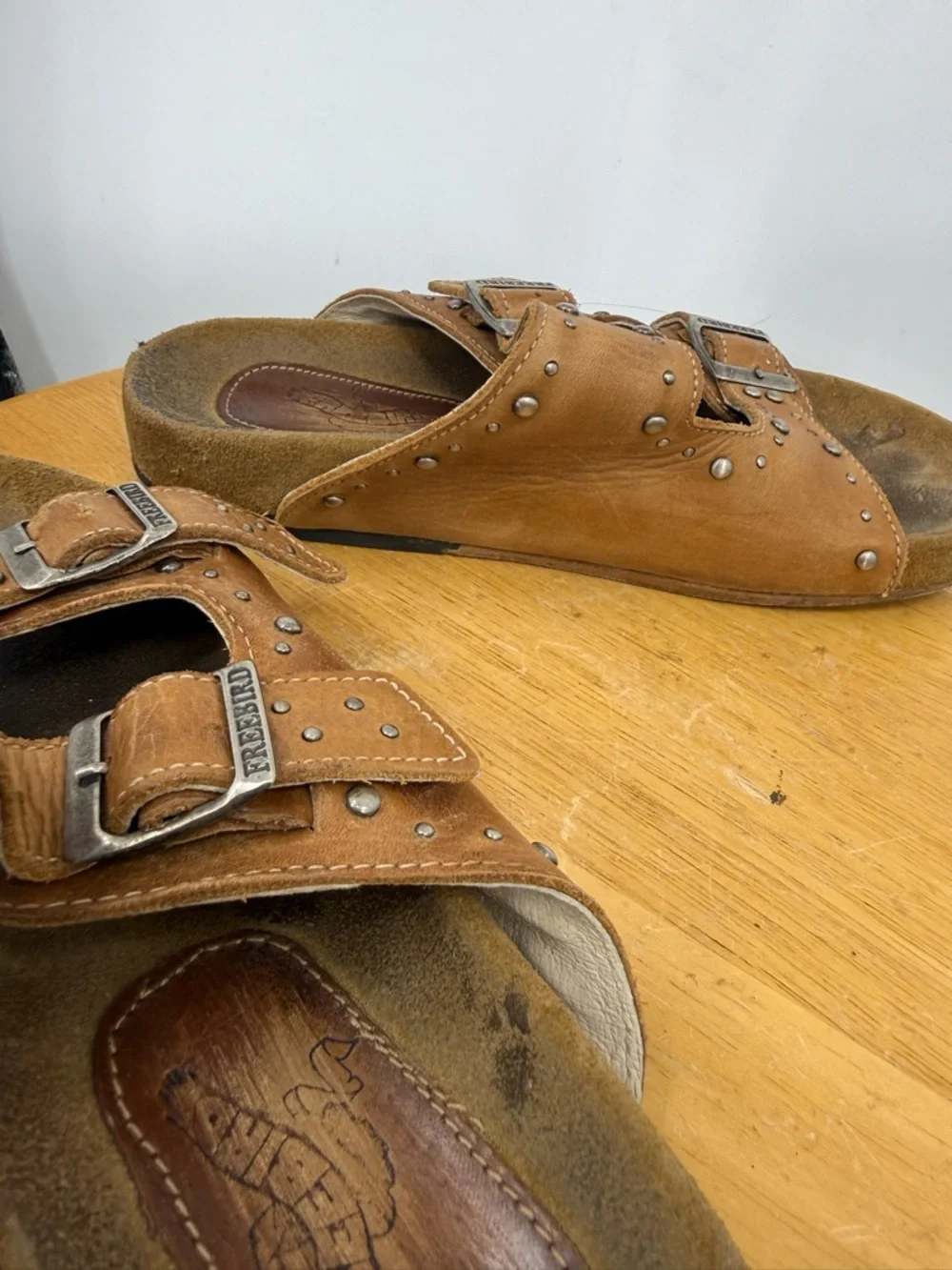 Freebird Asher distressed leather with signature studded hardware sandal 8